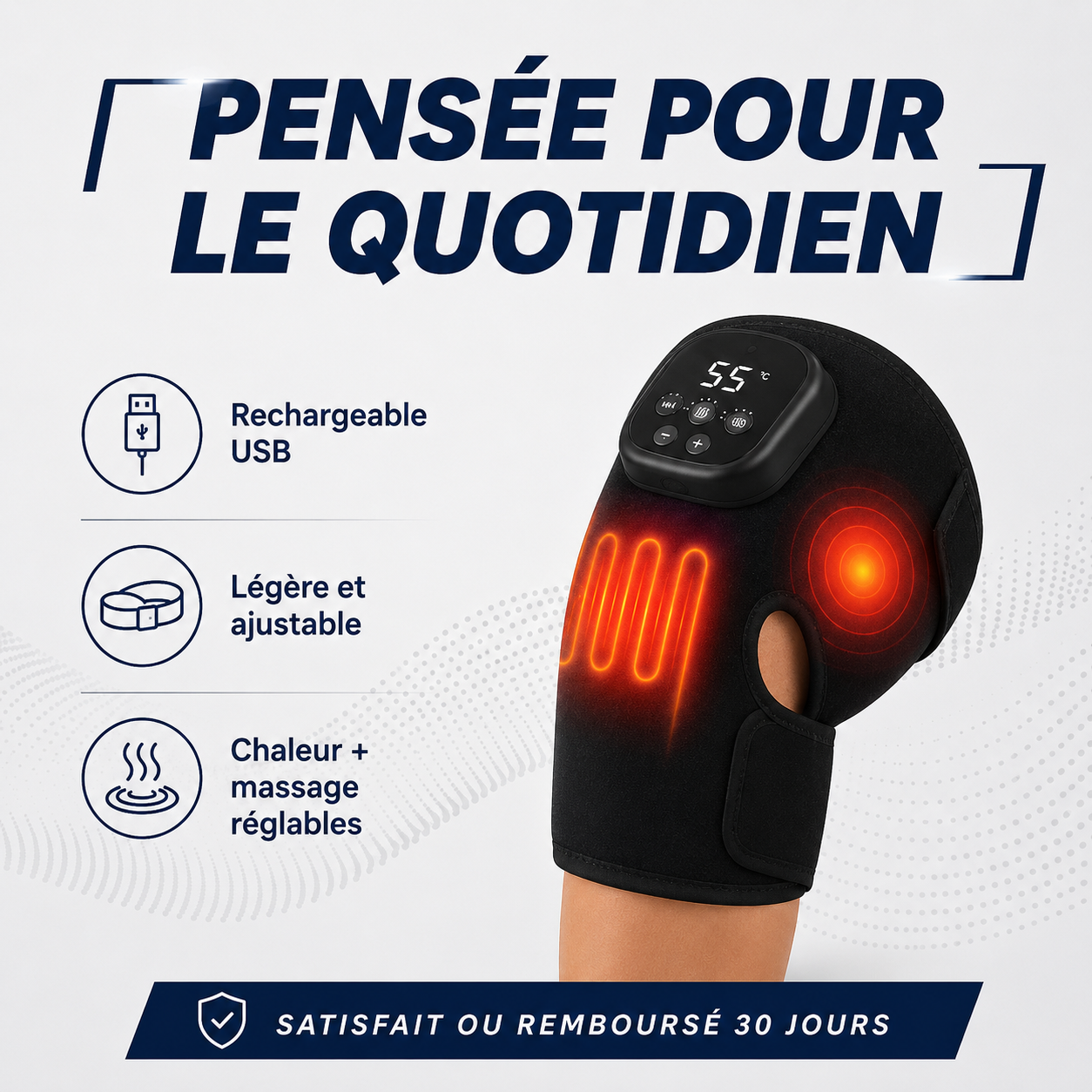 Ezenea® | Genouillère Chauffante & Massante