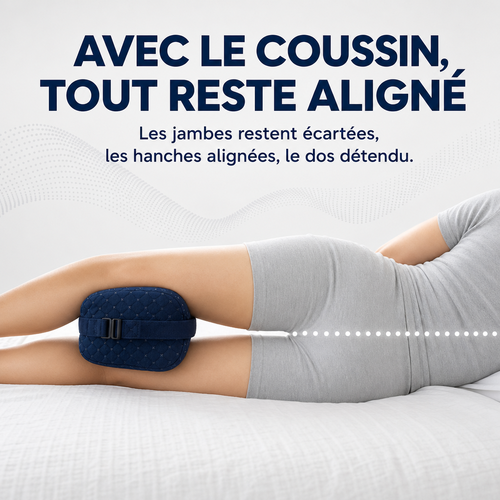 Ezenea® | Coussin d'Alignement Jambes & Hanches (Sommeil • Sciatique • Bas du dos)