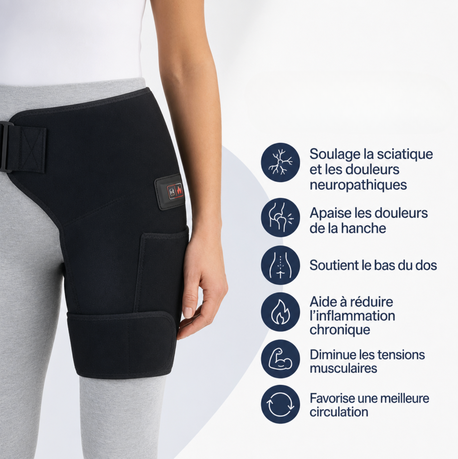 Ezenea® | Ceinture Thermo-Massante 4-en-1 (Hanche · Fessier · Bas du dos)