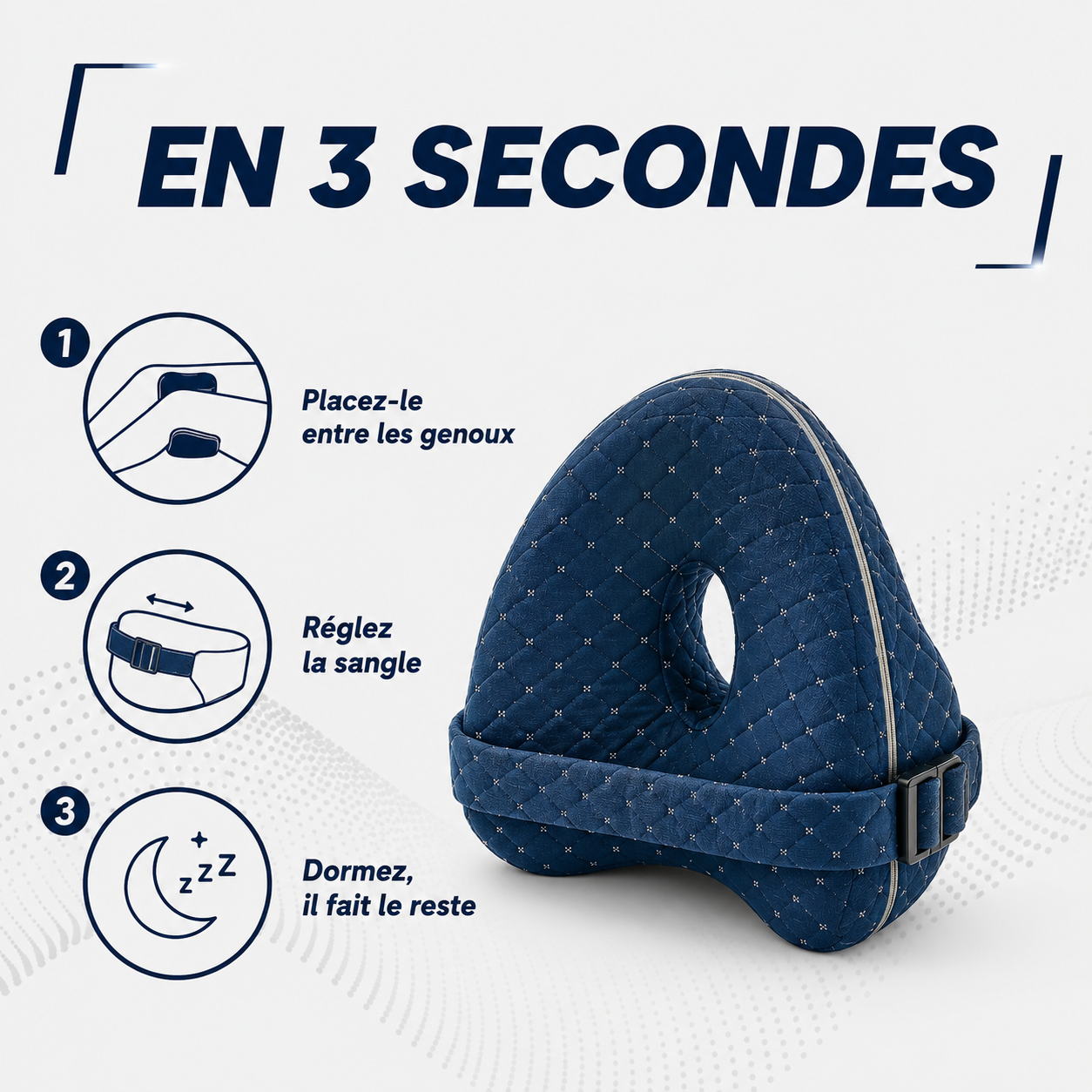 Ezenea® | Coussin d'Alignement Jambes & Hanches (Sommeil • Sciatique • Bas du dos)