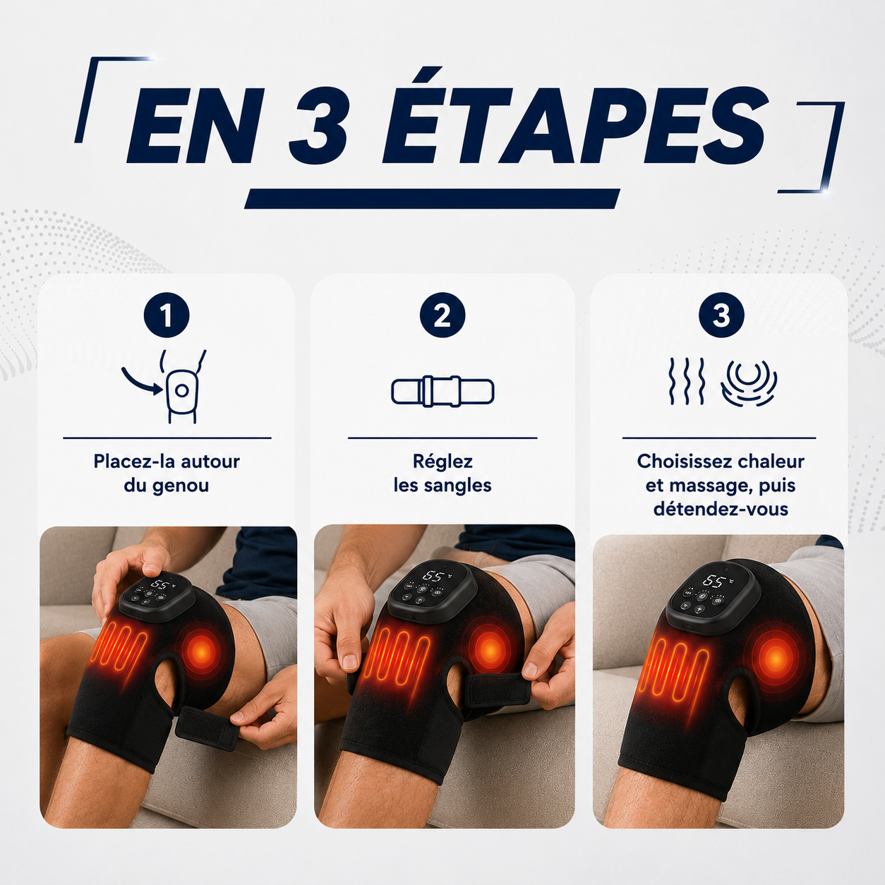 Ezenea® | Genouillère Chauffante & Massante